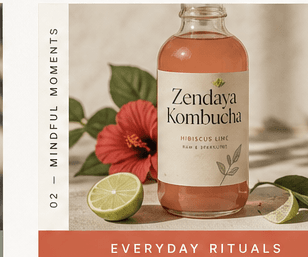 Zendaya Kombucha hibiscus lime bottle with fresh lime and hibiscus